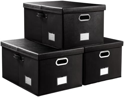 Extra Large Leather Foldable Storage Bins with Lids,Closet Storage Box 70L by Prandom