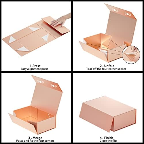 Rose Gold Gift Box, 9.5x6x3'' Gift Boxes with Lids for Presents - Image 5
