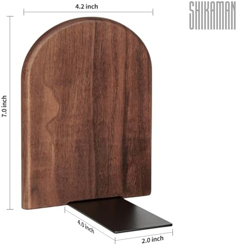 Book Ends,4 Pair Large Bookends Wood Book Ends Universal Economy Bookend (4, Large) - Image 2