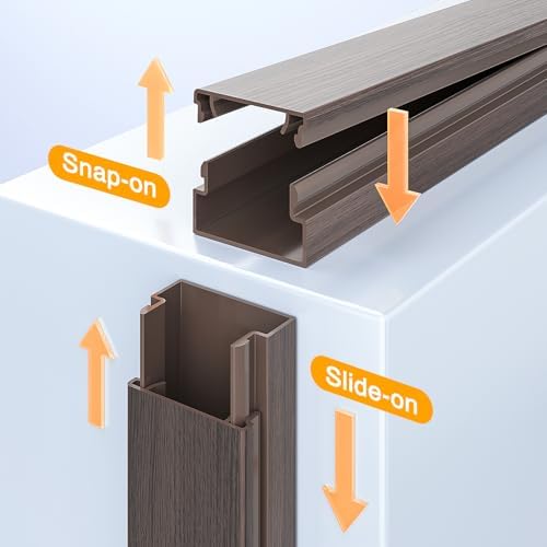 Delamu 157in Cord Hider Wall, TV Cable Hider Cord Covers for Wires on Wall, Large Cable Cover Raceway to Hide 2-4 Cords, Wire Hiders Wire Covers for Cords for TV on Walls, W1.18 H0.6in, Darkwood - Image 7