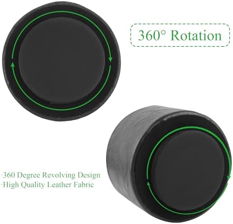 Round Leather Art Supply Organizer,Remote Control Holder,360 Degree Spinning,Multi-Functional Pencil Holder,4 Compartments Desktop Stationary Organizer(1-Crazy Black) - Image 4