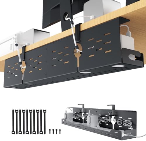 Univivi Under Desk Cable Management Tray, Cable Management, 32 inch, Black by Univivi