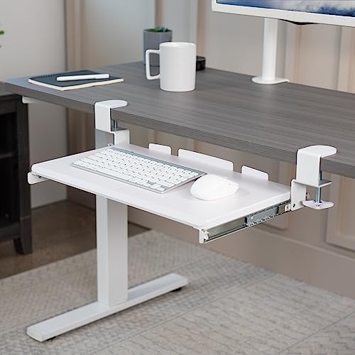 VIVO White Clamp-on 20 x 11 in Keyboard Tray, MOUNT-KB05ES-W - Image 2