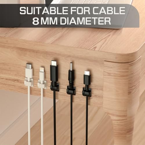 KGROTE 100PCS Cable Clips, Adhesive Wire Clips Strong Cord Clips Wire Holders, Cable Management Clips for Desk, Wall, Car, TV, Ethernet Cable (Black, Medium) - Image 3