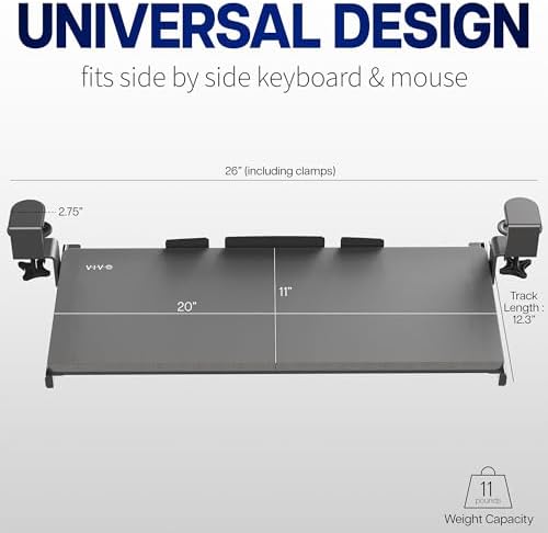 VIVO White Clamp-on 20 x 11 in Keyboard Tray, MOUNT-KB05ES-W - Image 5