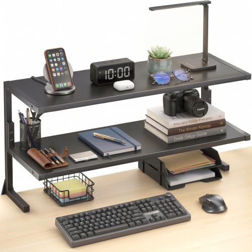 VIVO Black Clamp-on 30 inch 2-Tier Desk Shelf, STAND-SHELF30C by VIVO
