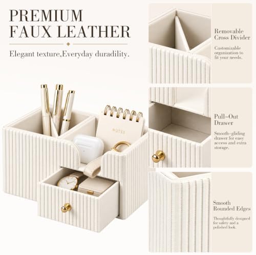 Desk Organizer with Drawer,Pencil Pen Holder for Desk,Sticky Note Holder - Image 5