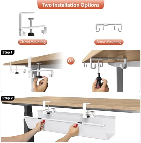 Univivi No Drill Under Desk Cable Management Tray, 28 inch Cable Management - Image 6