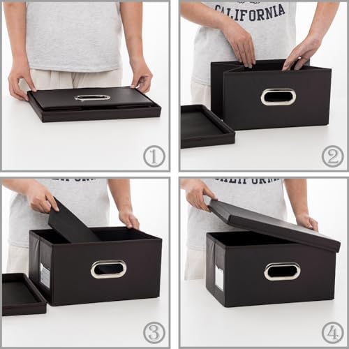 Leather Foldable Storage Boxes with Lids,Closet Storage Bins 15L - Image 4