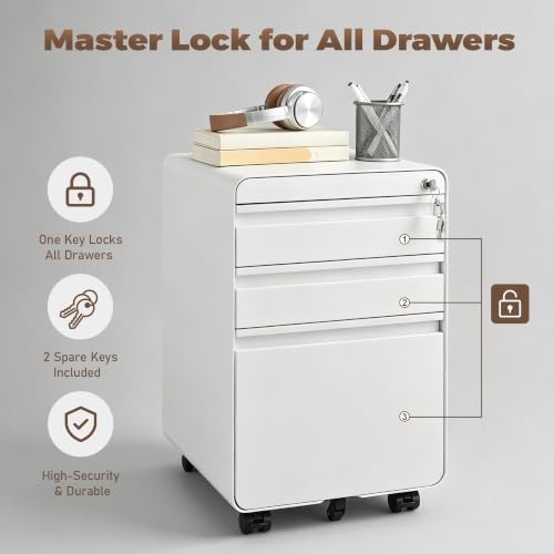 Lockable 3 Drawer File Cabinets for Home Office - Image 7