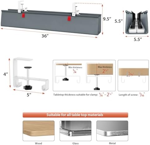 Univivi No Drill Under Desk Cable Management Tray, 36 inch Cable Management - Image 4