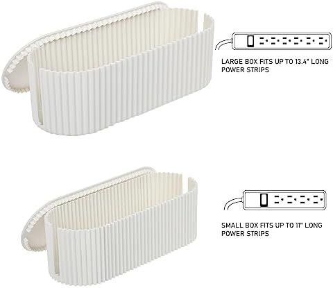 2 Pack Cable Management Box, Cord Organizer, White, Small+Large - Image 3
