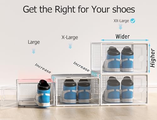 Kuject XX-Large Shoe Storage Boxes 12 Pack, Clear Stackable Shoe Organizer - Image 3