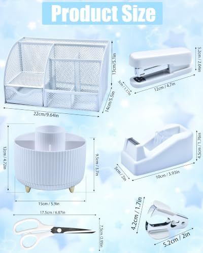 White Desk Accessories 21-Piece Office Supplies Gift Set - Image 5