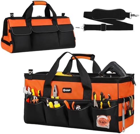 Tool Bag ExtraLarge 20", Heavy Duty Spacious Tool Box Organizer, Orange by UUP