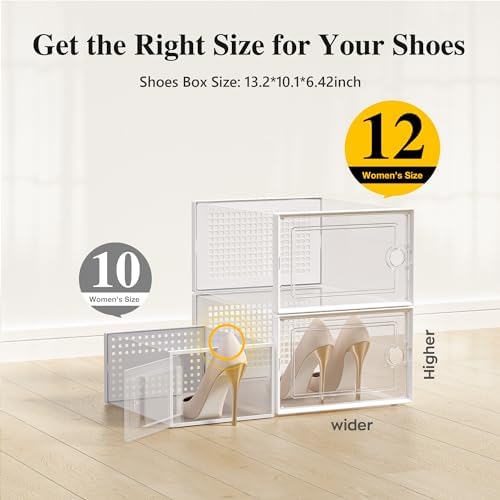 Kuject X-Large Shoe Storage Boxes 12 Pack, Clear Stackable Shoe Organizer - Image 2