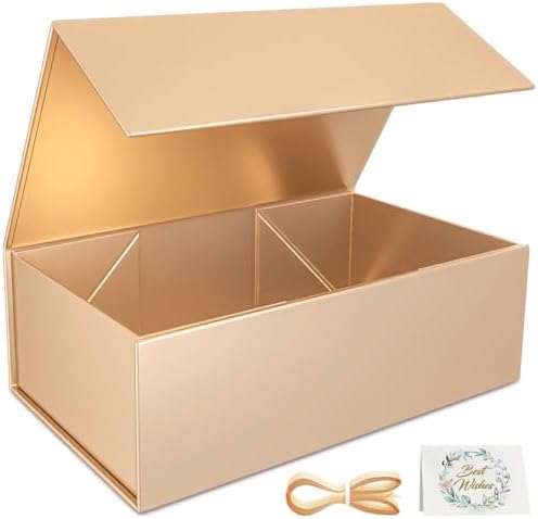 Rose Gold Gift Box, 9.5x6x3'' Gift Boxes with Lids for Presents by RYDDOY
