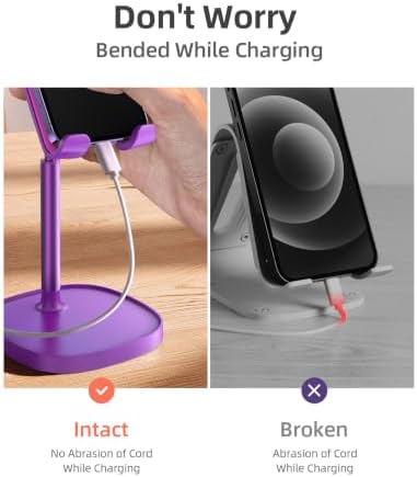 LISEN Cell Phone Stand Adjustable Phone Holer for Desk, Computer Office Desk Accessories for iPhone 16 Holder Women Kitchen Essentials Fits All Mobile Phones Switch Kindle iPads Tablet 4-10in Purple - Image 3