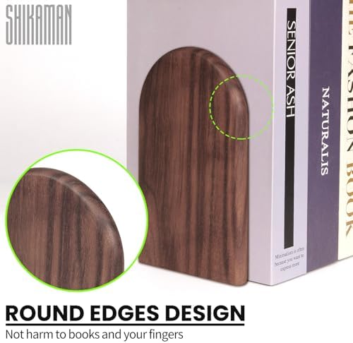 Book Ends,4 Pair Large Bookends Wood Book Ends Universal Economy Bookend (4, Large) - Image 3