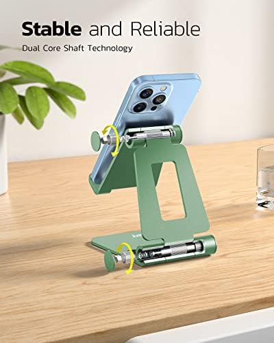 Nulaxy Full Aluminum Dual Folding Cell Phone Stand for Desk, Green - Image 4