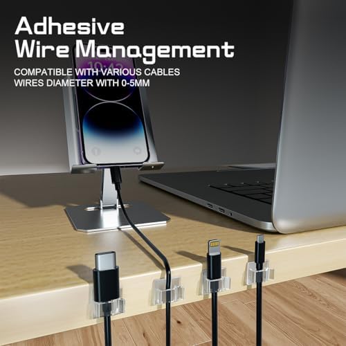 KGROTE 100PCS Cable Clips, Adhesive Wire Clips Strong Cord Clips Wire Holders, Cable Management Clips for Desk, Wall, Car, TV, Ethernet Cable (Clear, Small) - Image 3