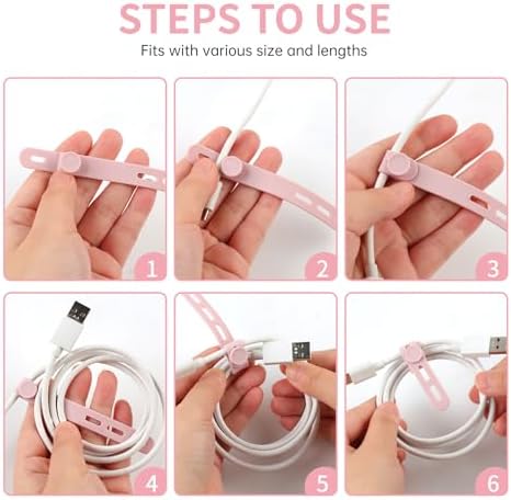 25 Pcs Silicone Cable Ties, Cable Ties Reusable, High Elasticity Cord Wraps for Electrical Cords, Cord Organizer for Earphone, Phone Charger(Pink) - Image 5
