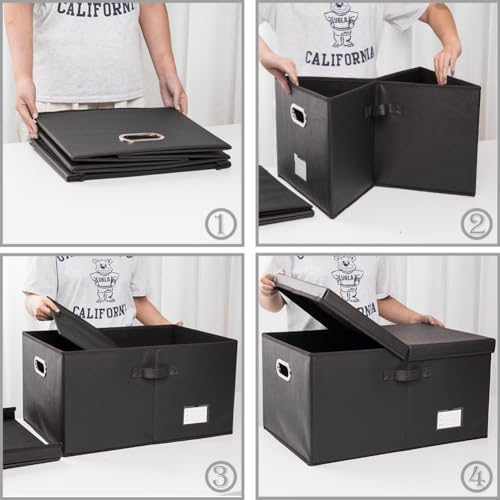 Extra Large Leather Foldable Storage Bins with Lids,Closet Storage Box 70L - Image 4