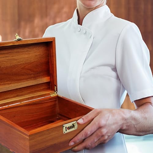 Large Wooden Box Decorative Wooden Storage Box with Combination Lock with Hinged Lid Keepsake Stash Acacia Box Lockable Chest for Keepsakes,Valuables, Accessories, Treasured Items Wood Boxes - Image 3