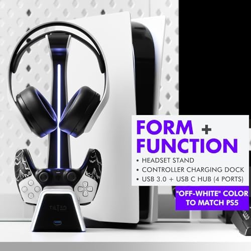 Gaming Headset and Controller Stand | Premium PS5 Accessories (Clean Space with Charging Station) Headphone and Controller Holder for Desk, PlayStation 5, Xbox Game, - Image 2
