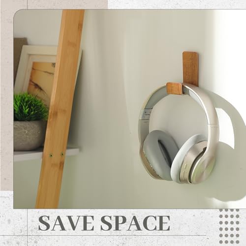 Weewooday 4 Pieces Headphone Hanger Headset Stand Holder, Wood Grain Color - Image 6