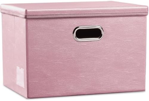 Leather Foldable Storage Bins with Lids,Closet Storage Boxes 40L by Prandom