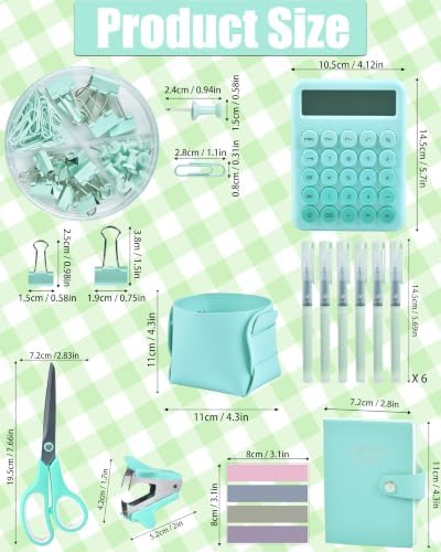 Green and Blue Desk Accessories 21-Piece Office Supplies Gift Set - Image 6