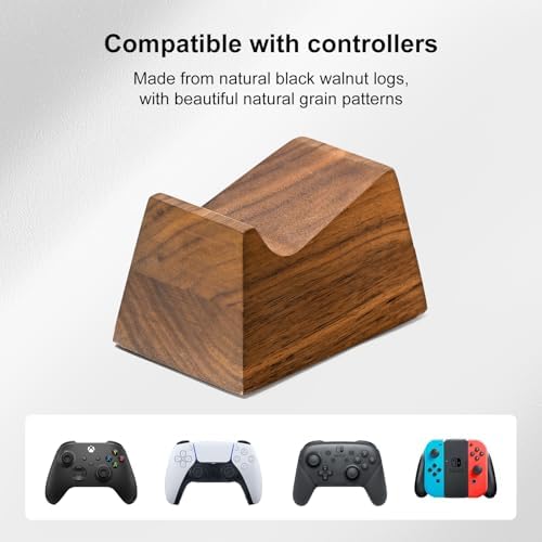 UPERGO Walnut Headphone Stand with Controller Holder & Storage Base - Image 5