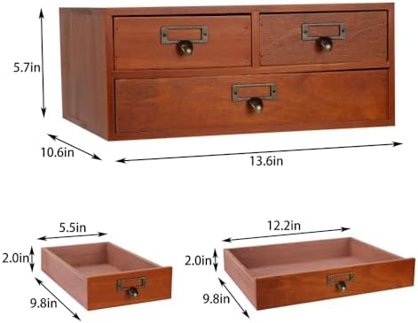 Wooden Drawers Apothecary Cabinet Brown Wood Desktop Organizer Box - Image 3