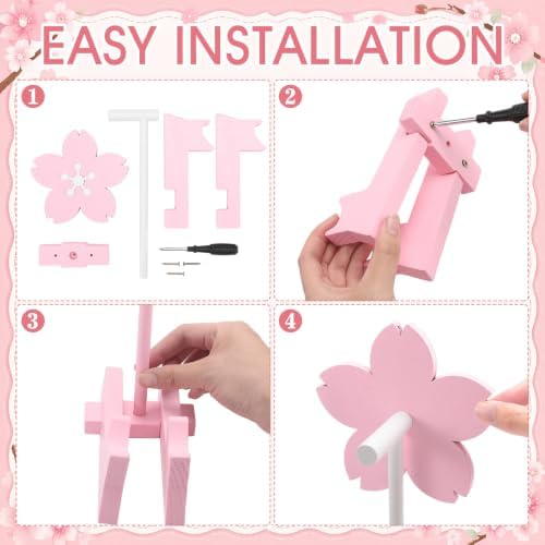 Mifoci Pink Sakura Headphone Stand with Gaming Controller Holder, Cute Wooden Controller and Headset Stand, Pink Computer Gaming Equipment Accessories for Office, Desk, Women Gamer, Birthday Gift - Image 3