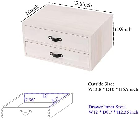 Desk Organizer Drawers for Office Supplies Kitchen Storage - Wood Makeup Organizer Box/Countertop Drawers Chest for Dresser Wooden Cabinet Printer Stand Machine Shelf White (FAX2C-WH） - Image 3