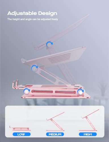 Aluminum Laptop Stand, Laptop Stand for Desk Ergonomic -Pink - Image 3