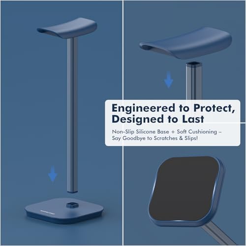Headphone Stand, Aluminum Desk Headset Earphone Holder (Blue) - Image 5