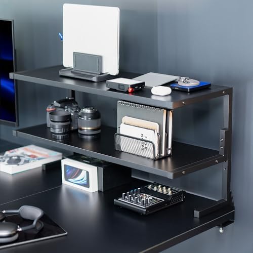 VIVO Black Clamp-on 30 inch 2-Tier Desk Shelf, STAND-SHELF30C - Image 3