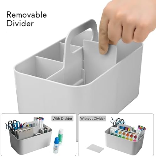Tiawudi Multipurpose Caddy Organizer, Plastic Caddy with Handle, Stackable Desk Organizer for Stationery, Marker and Pencil, Office Supplies Organizer, Dorm Caddy - Image 4