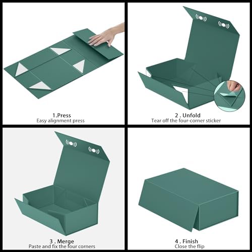 5 Pack Green Gift Box, 9.5x6x3'' Gift Boxes with Lids for Presents - Image 5