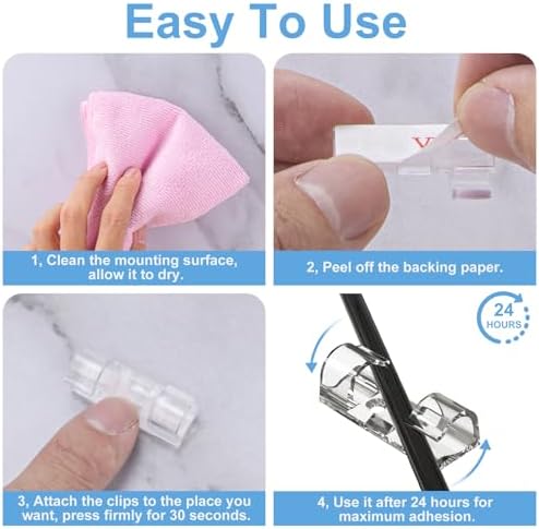 TidyHelper Adhesive Cable Clips Clear (Large, 26PCS), Indoor/Outdoor - Image 5