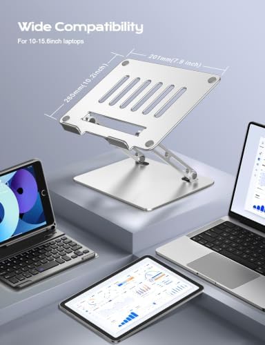 Portable Laptop Stand, Aluminum Laptop Stand for Desk - Silver - Image 6
