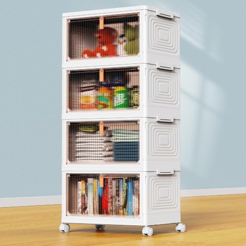 4 Tier Plastic Storage Bins with Lid 23.5QT, Stackable Storage Bins by YFXCVSL