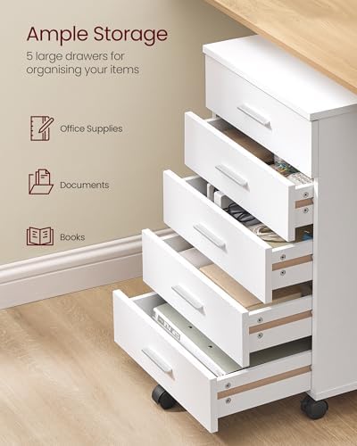 VASAGLE File Cabinet with Wheels, 7 Drawers, Tool-Free Sliding Rails - Image 4
