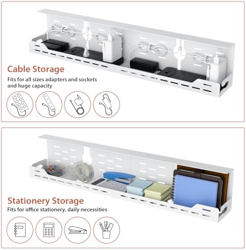 Univivi Under Desk Cable Management Tray, Cable Management, 32 inch, White - Image 4