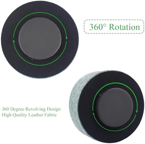 Remote Control Holder, 360°Spinning PU Leather Desk TV Remote Caddy,Desk Storage Box Room Accessories for Controller, Media,Mail,Calculator, Mobile Phone,Pencil(1-Carved Green2) - Image 4