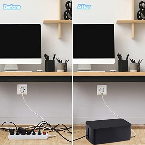Cable Management Box, 3 Pack Cord Organizer Boxes with 33 PCS Cable Management Set to Cover Hide Power Strip, Surge Protector Under Desk & on Floor, Wire Concealer for Home Office Computer TV (Black) - Image 4