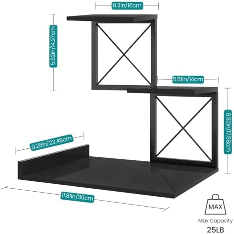 Wood Desktop Shelf, 3 Tier Desk Shelves Small Bookshelf Organizer, Office Storage Rack and Cubicle Organizers Accessories for Dorm Office Home Decor, Black - Image 3