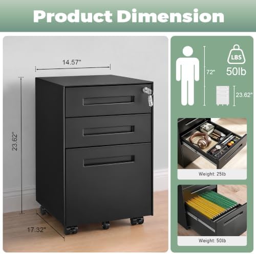 Fully Assembled Home Office File Cabinet with Lock - Image 3